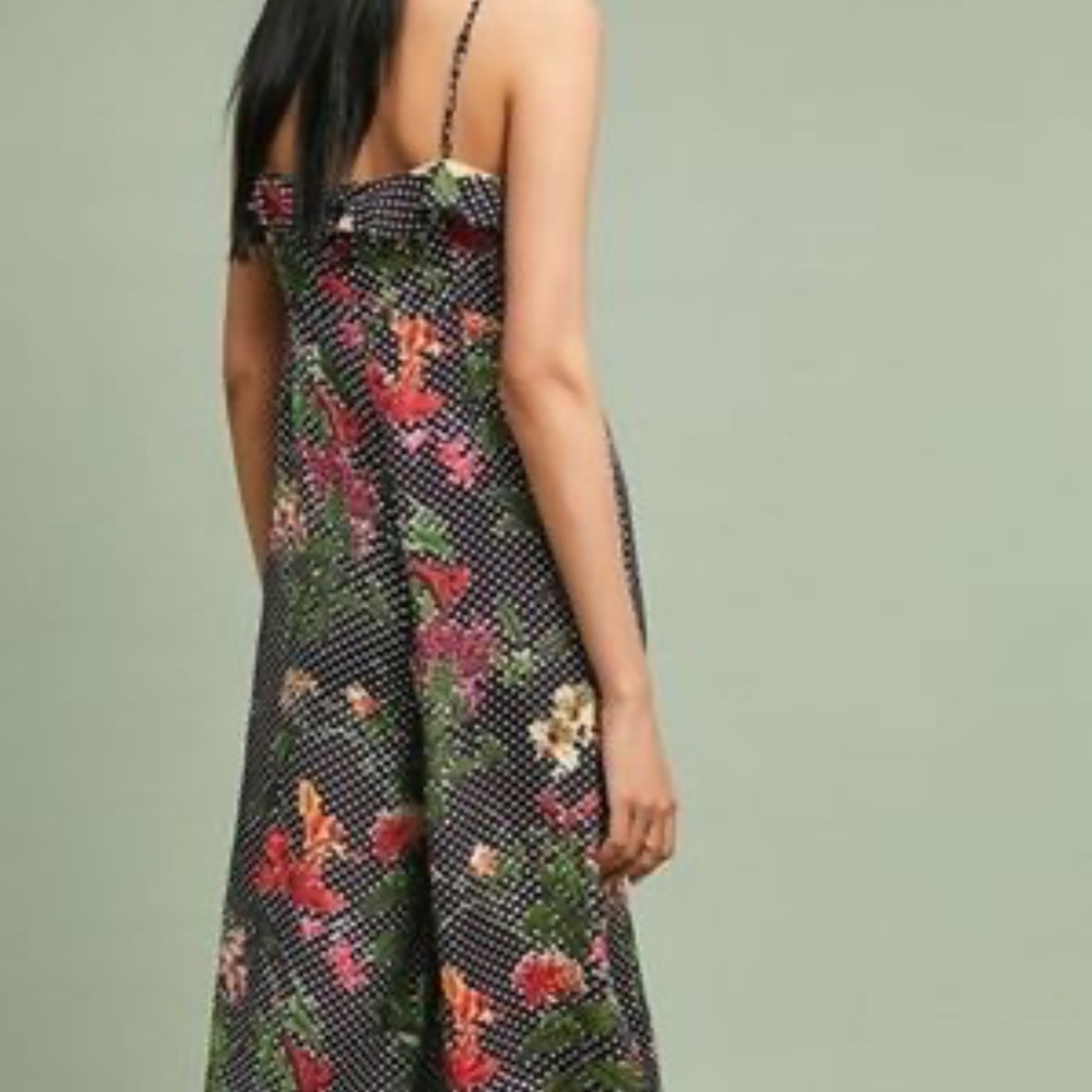 Anthropologie Kachel Nahla Black Floral Jumpsuit size 6 - Picture 2 of 5